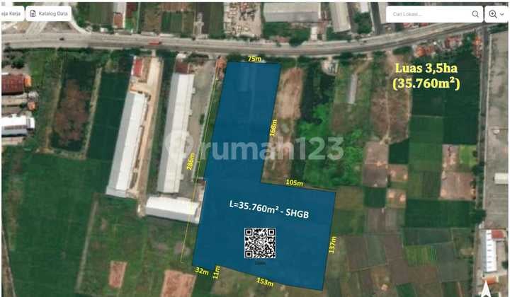 Dijual Tanah Industry Brebes Luas 3,5ha Non Lsd