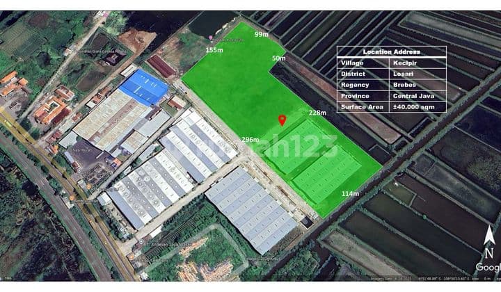 Dijual Tanah dan Bangunan Baru 100% Zoan Industri Kabupaten Brebes Jateng