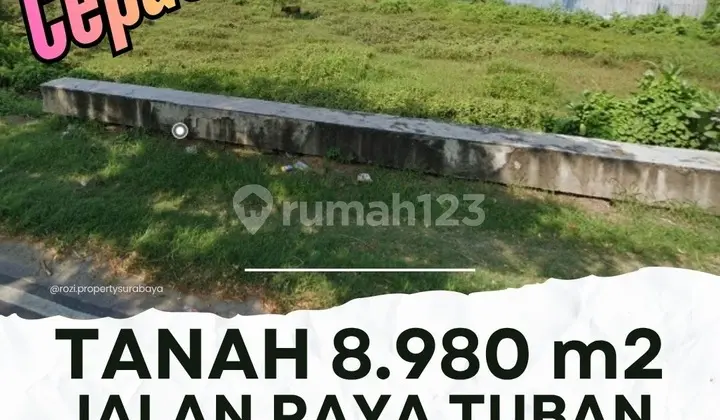 Sell Commercial Land in Tuban on Jenu Main Road Suitable for Warehouse, Factory, or Housing