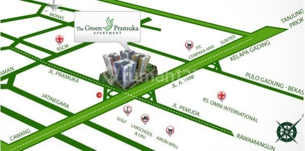 2Br Fully Furnished Green Pramuka Mall - Siap Huni di Pusat Kota