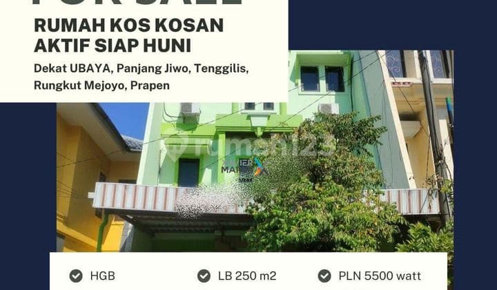 Dijual Rumah Kos Aktif di Panjang Jiwo Tenggilis Prapen