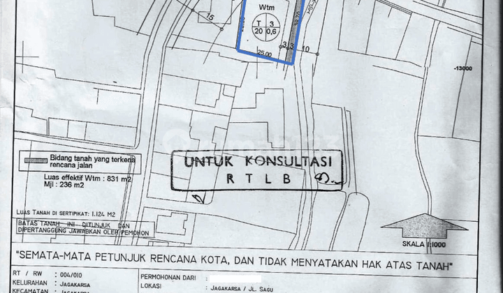 Dijual Tanah Strategis 1.000 M2 Jagakarsa Belakang K B Ragunan Jakarta Selatan