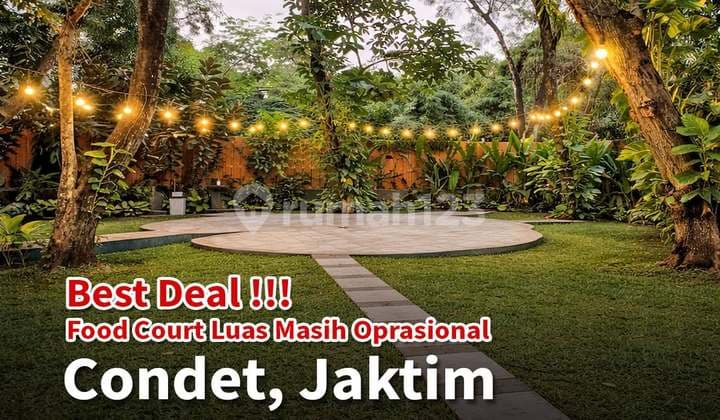 For Sale: Well-Operational Food Court in Condet, East Jakarta
Land Area: 4,350 m2
Building Area: +/- 750 m2
Front Width: 20 m
Land Shape: Pocket (L-shaped)
Electricity: 23,000 Watt
Meeting Hall: +/- 200 m2
Commonly Used for Weddings & Other Gatherings
Business Started from April 2022