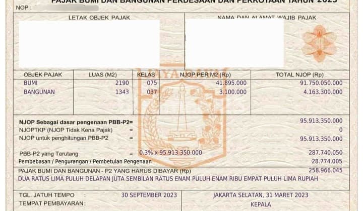 Affordable House Below NJOP Land Calculation in Prapanca, South Jakarta