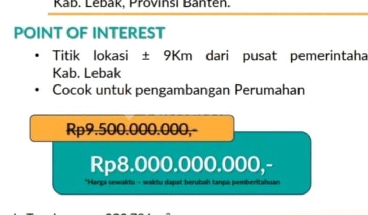 ******** Suitable for Housing in Lebak, Banten