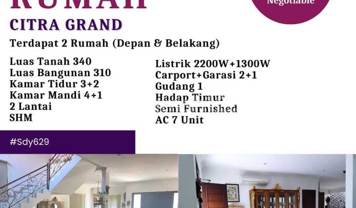Dijual Cepat Rumah Luas 2 Lantai Citra Grand Cibubur