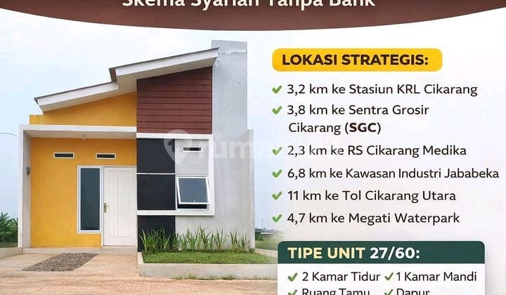 Rumah Syariah Islami 250 Juta Dekat Tol Stasiun Pasar Cikarang