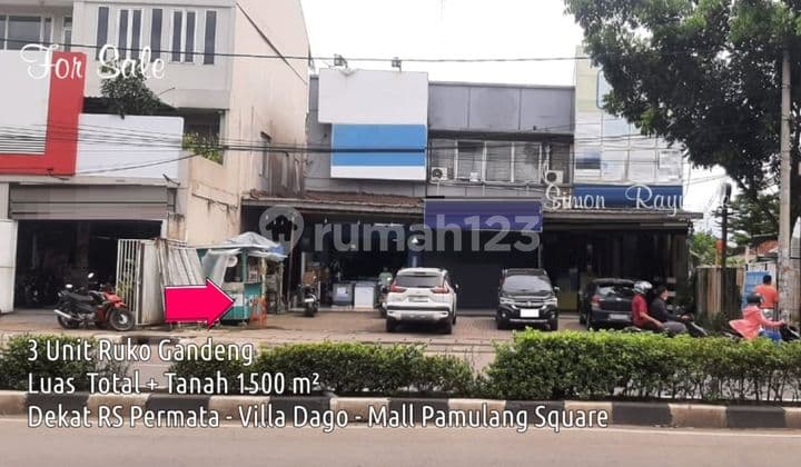 Ruko Gandeng 3 + Tanah 1.500 m² - Dekat RS Permata, Villa Dago, Mall Pamulang