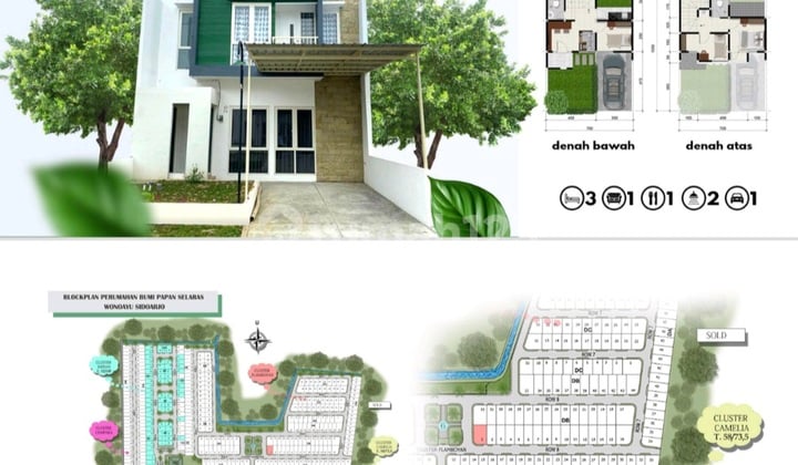 Bumi Papan Selaras Wonoayu Sidoarjo , Rumah Modern 1lt Dan 2lt Lokaai Strategis Dekat Tol