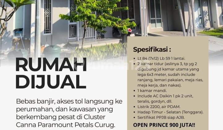 Dijual Rumah Baru Paramount Petal di Curug