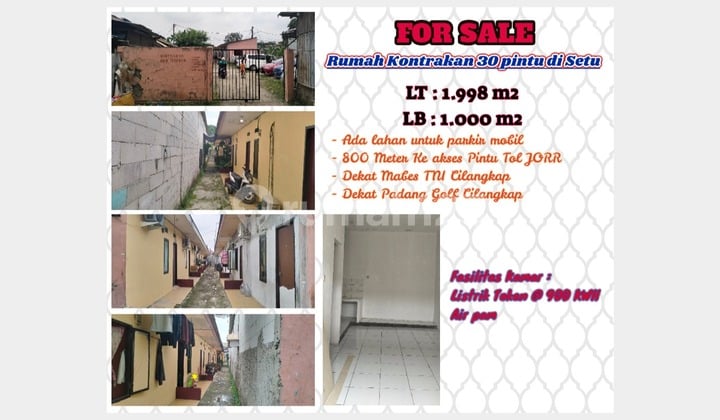 Land and Building for 30-Door Rental Units in Setu Cipayung, East Jakarta