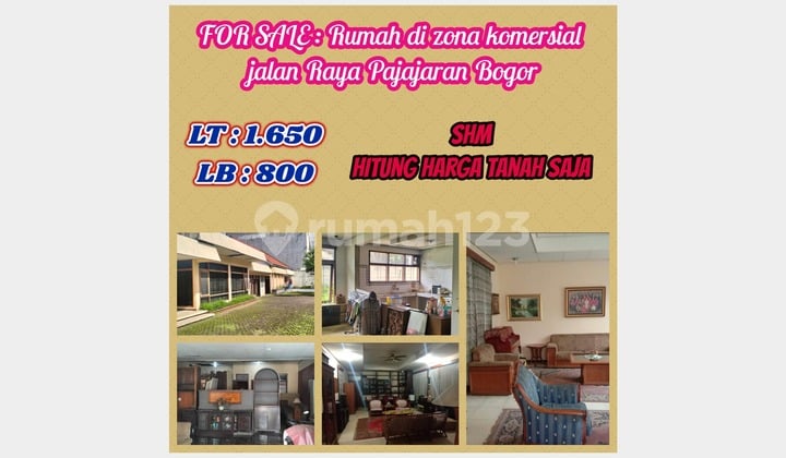 Calculate the land price for a house in the commercial zone of Raya Pajajaran Bogor