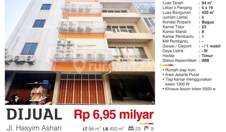 Dijual Ruko Kosan 5 Lantai 23 Kamar Hasyim Azhari Bagus Kamar Selalu Terisi Full