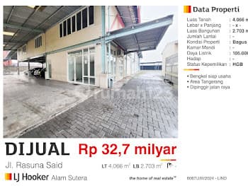 For Sale: 2-Story Good Condition Body Repair Workshop, Spacious 4068 M2 Ready for Business, Jl Rasuna Said Tangerang, Can Be Used as Warehouse