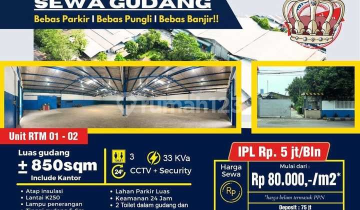 For Rent Warehouse 850 M², Karawaci District, Tangerang City