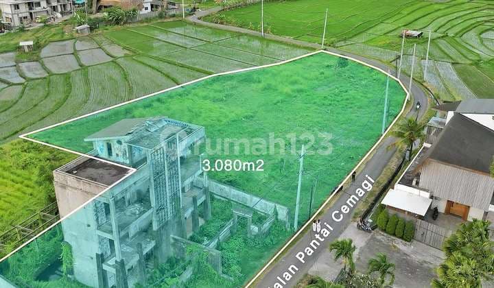 Lahan Dengan View Sawah & Laut Di Pantai Cemagi, Tabanan - Bali