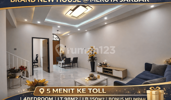 Brand New House Meruya Jakbar - Konsep Villa Bali, 4Br, 5 Menit Tol Jorr
