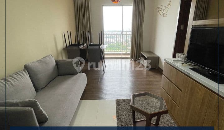 Dijual Murah - Apartemen 2BR Dijadikan 1 Full Furnished Lantai Sedang View City Dekat Mall, Stasiun, Universitas & Tol Di Tangerang