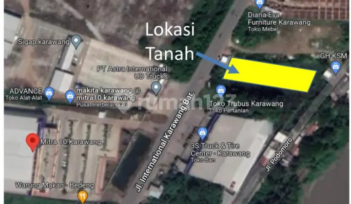 Dijual Tanah Jalan Utama Karawang Barat Dekat Mitra 10 ,Hotel Jabar