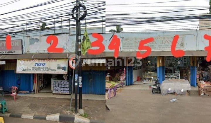 Tanah terdiri 7 kios di kawasan Ciledug kota Tangerang dekat pintu masuk CBD