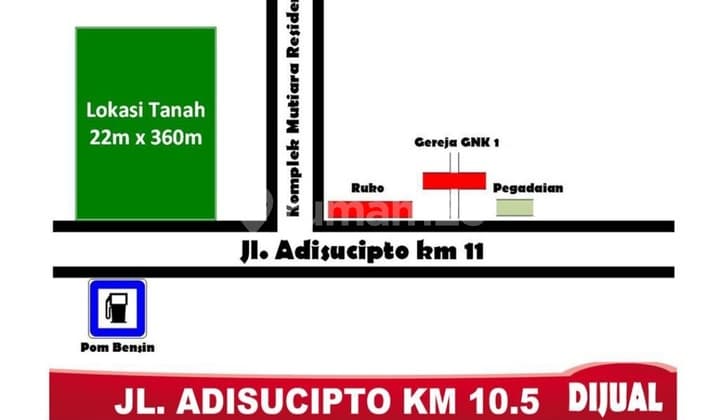 Dijual Tanah Tepi Jl. Adisucipto . Siap Bangun,siap Usaha