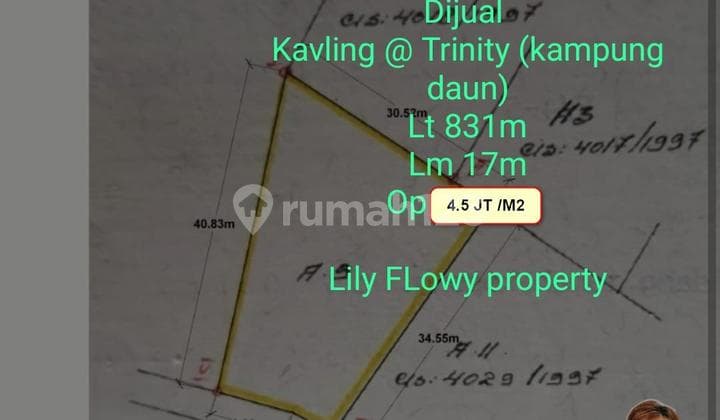 Tanah Kavling di Komplek Trinity Lembang (Kampung Daun) Bandung