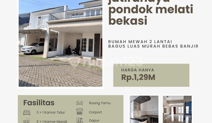 rumah di jatirahayu pondok melati bekasi bagus luas bebas banjir