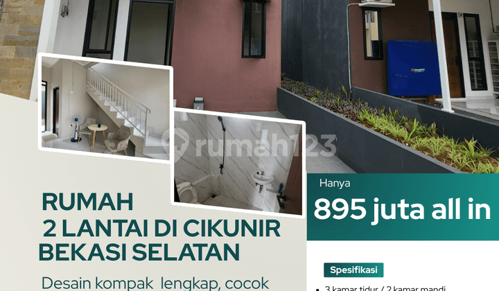 Rumah Baru 2Lt Cluster di Cikunir Bekasi Selatan Bebas Banjir