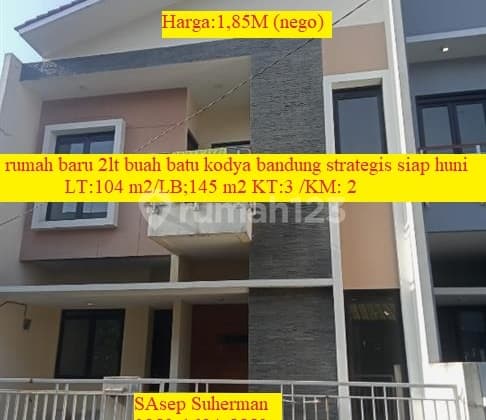 Rumah Baru 2lt Buah Batu Kodya Bandung Strategis Siap Huni Bebas Banjir