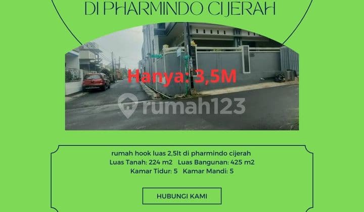 rumah hook luas 2,5lt di pharmindo cijerah strategis bebas banjir