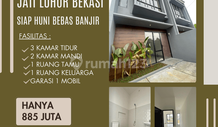 Rumah 2Lantai Non Cluster Bebas Banjir Siap Huni di Jati Asih