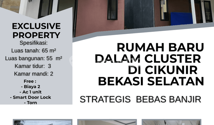 Rumah Baru 2Lt Cluster di Cikunir Bekasi Selatan Bebas Banjir