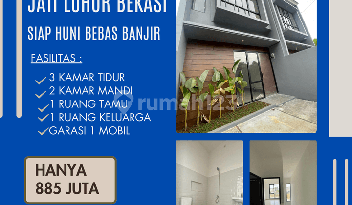 Rumah 2Lantai Non Cluster Bebas Banjir Siap Huni di Jati Asih