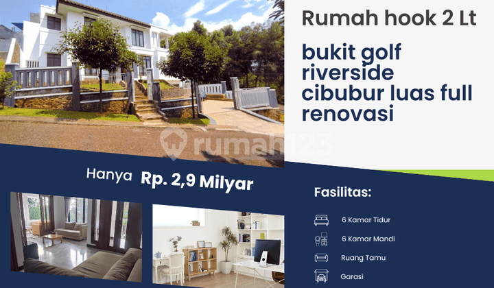rumah hook 2lt di bukit golf riverside cibubur luas full renovasi