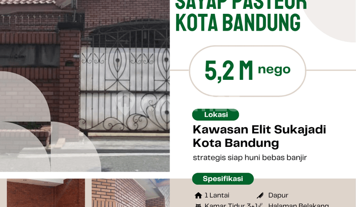 rumah di sukagalih sayap pasteur kota bandung siap huni bebas banjir