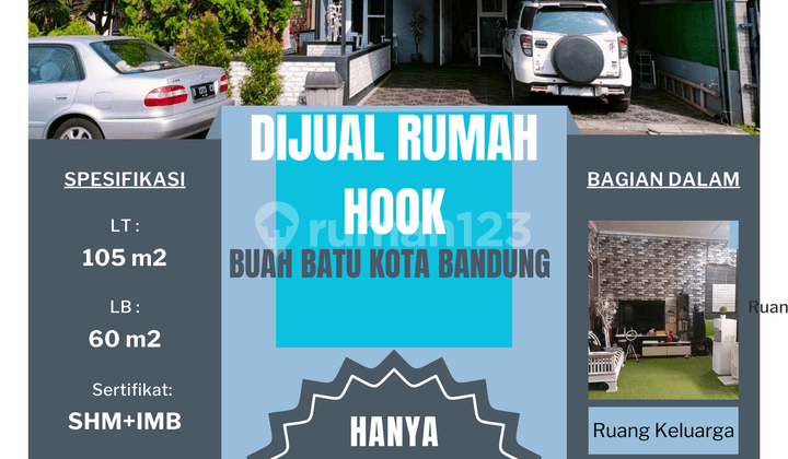 rumah hook buah batu kota bandung strategis bebas banjir nyaman