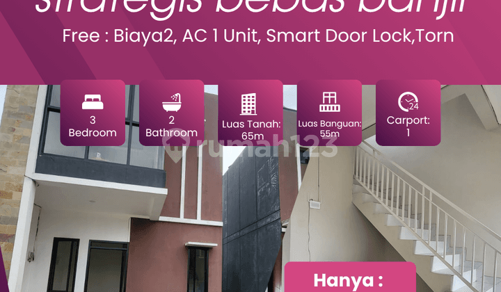 Rumah Baru 2Lt Cluster di Cikunir Bekasi Selatan Bebas Banjir