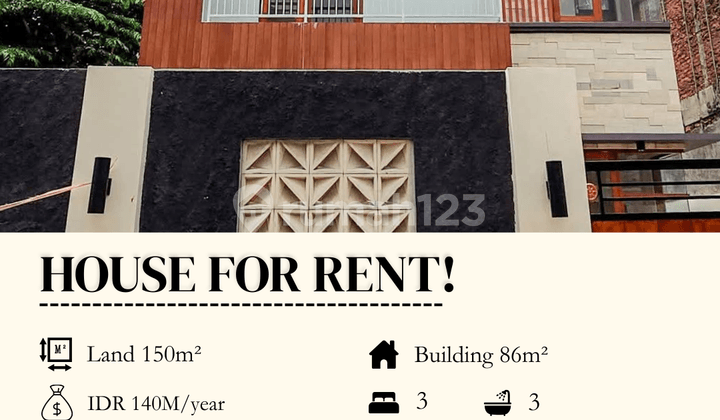 For Rent Brand New 3 Bedroom Unfurnished House Sanur Westside