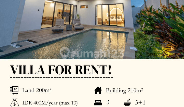 For Rent Brand New 3 Br Villa Berawa Walk To Beach Full Furnished