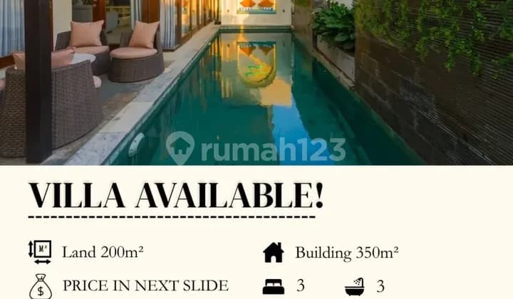 For Rent or Lease Brand 3 Bed New Villa in Canggu RIce Field