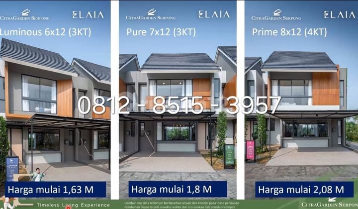 Cuma dp 5%! Free akad free surat shm CLUSTER ELAIA citra garden serpong