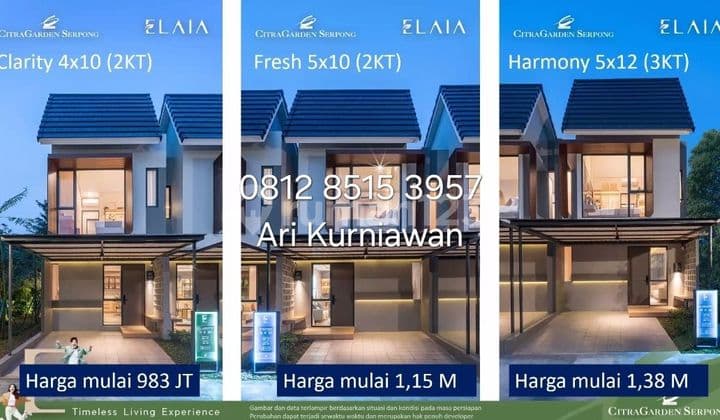 New cluster ELAIA CITRA GARDEN SERPONG 900JTAN 1 menit ke stasiun