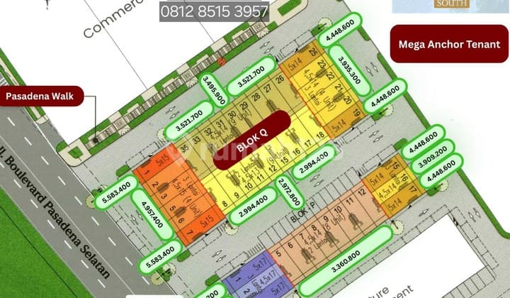New Commercials The Largest 40Ha Mega Distrik! Ruko Pasadena Square South Cash 120X!