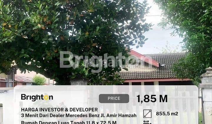 Tanah ukuran 11,8 x 72,5 M Inti Kota Daerah Jalan Adam Malik .Harga Investor