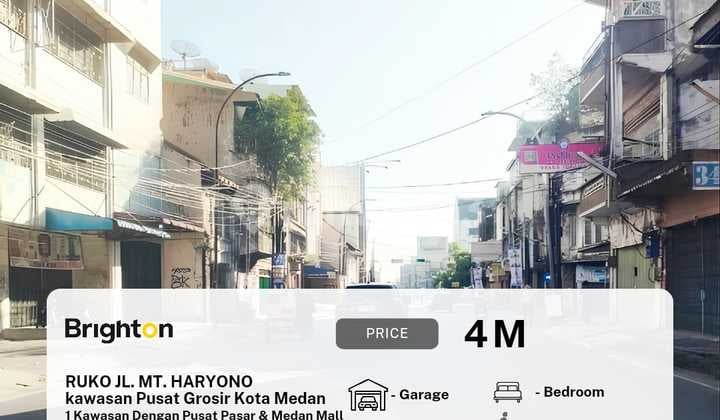 Ruko Jalan Mt. Haryono 1 Kawasan Pusat Grosir Kota Medan