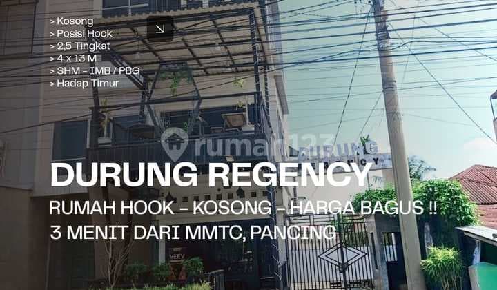 Jual Cepat Towhouse Posisi Hook Komplek Durung3 Menit ke Mmtc