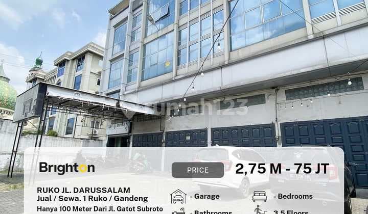 Di Jual/Sewa Ruko Baru Panjang Tanah 46 Meter Jalan Darussalam
