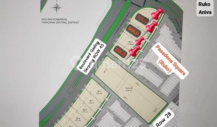Tanah di Gading Serpong, Tangerang 1.250 m² Pasadena Central District