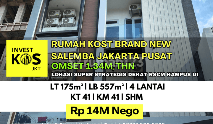 Rumah Kost Salemba Omset 1.4M Pertahun Full Dekat Rscm