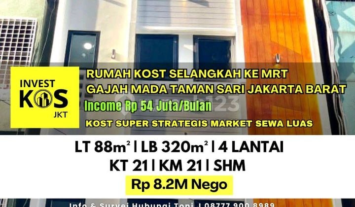Rumah Kost Dekat MRT Gajah Madas Income 54 Juta Perbulan
